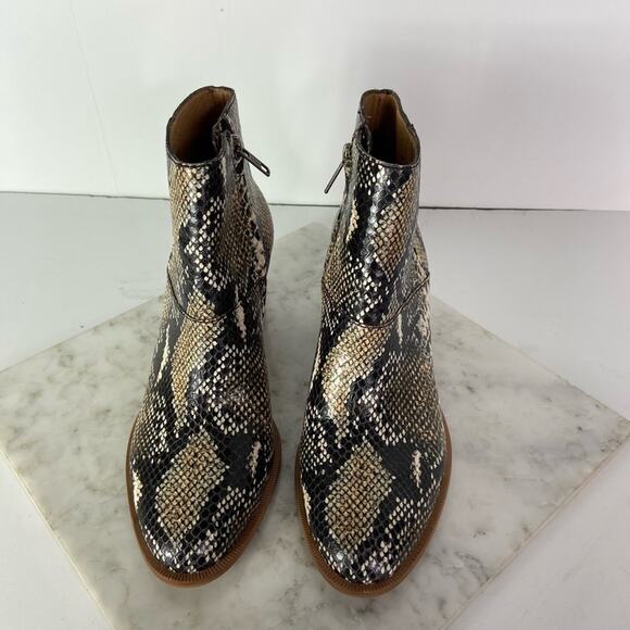 New Madewell The Rosie Ankle Boots Snakeskin Print Heeled Western Bootie 6.5 - Picture 2 of 10